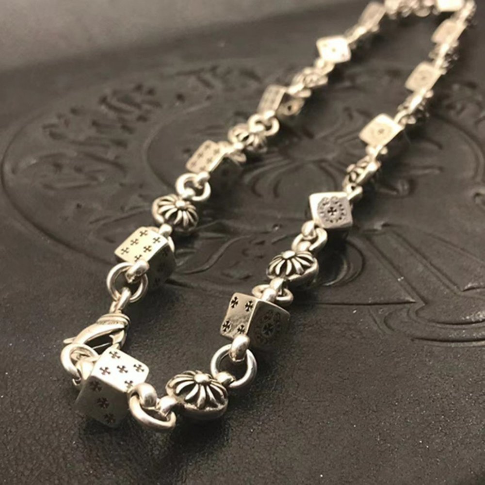 Chrome Hearts Style Sterling Silver 925 Dice Cross Necklace w/Chrome Hearts box - Picture 4 of 5